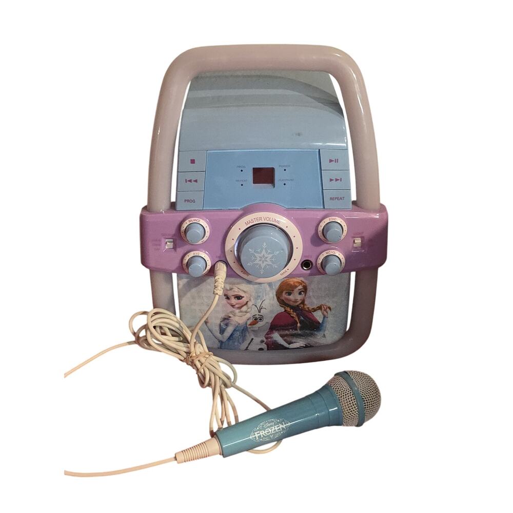 Disney Frozen Karaoke Machine w/ Microphone Elsa Anna Olaf Tested Working